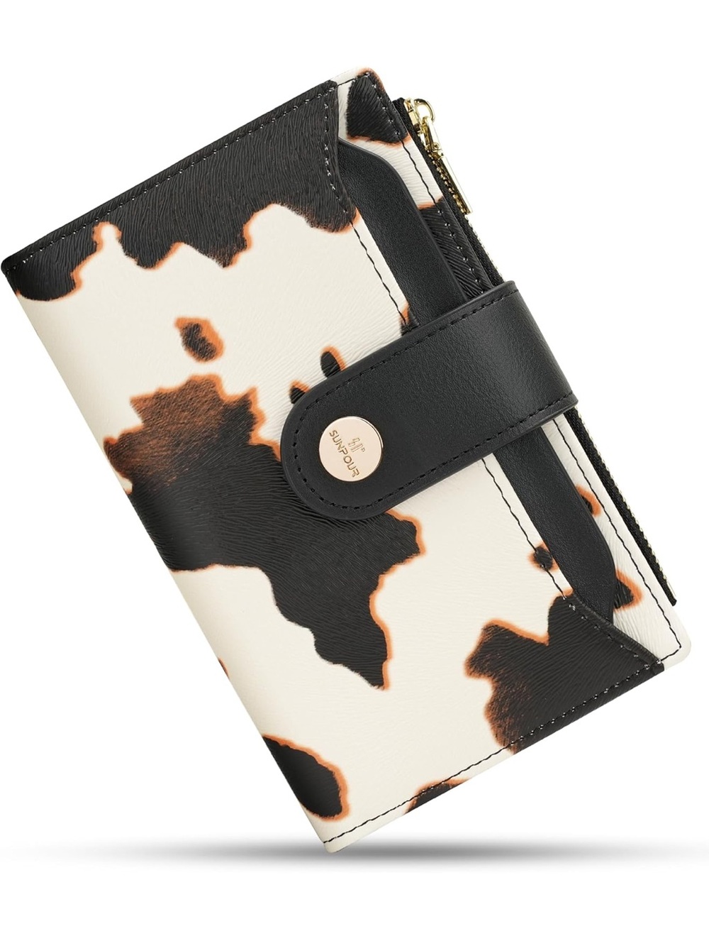 Sunpour Small Womens RFID Bifold Wallet,Compact Leather Card Holder Trifold